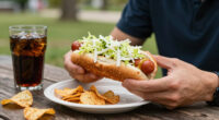 hot dogs with vinegared iceberg and potato chips