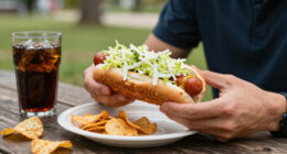 hot dogs with vinegared iceberg and potato chips