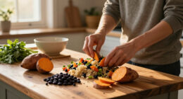 Roasted Sweet Potato, Black Bean, And Quinoa Salad
