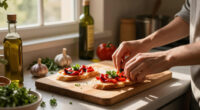 Crostone Di Pane Con Peperoni, Aglio E Prezzemolo