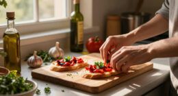 Crostone Di Pane Con Peperoni, Aglio E Prezzemolo