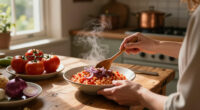 Tomato Risotto With Frizzled Red Onions