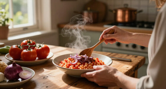 Tomato Risotto With Frizzled Red Onions